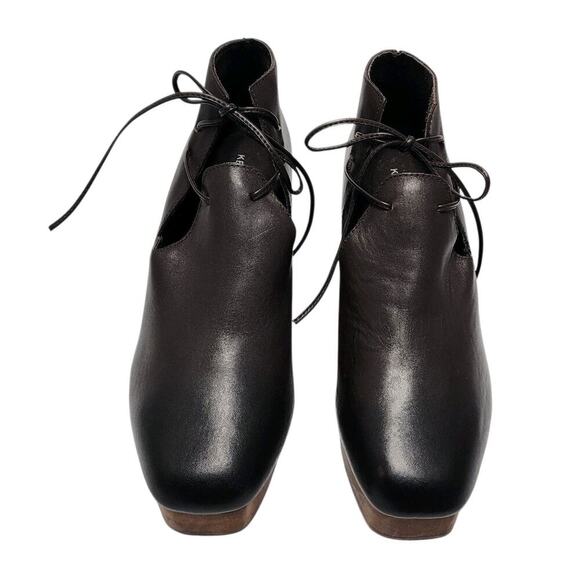 Kelsi Dagger Brooklyn North Ankle Boot Clog Black Leather Wooden Heels Size 8 - Picture 4 of 8